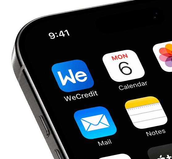 WeCredit app on a smartphone home screen